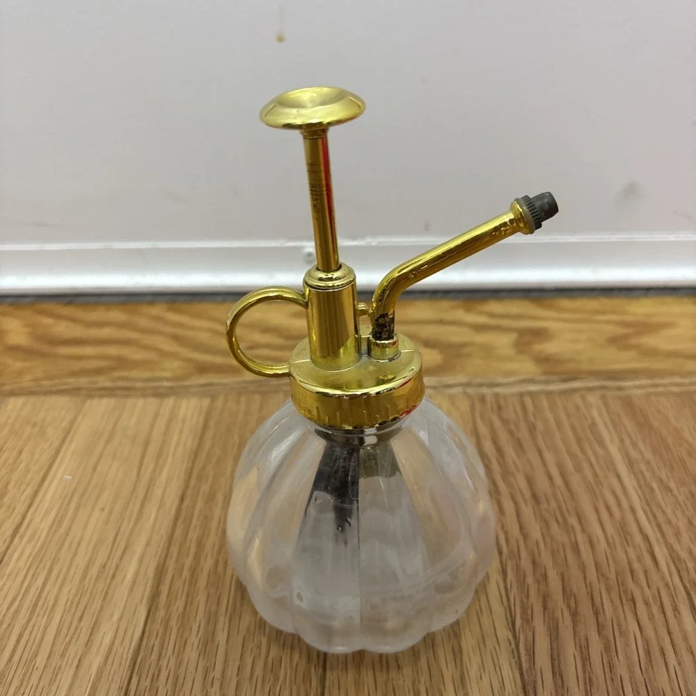 Plant Mister- White Color Glass‎ Bottle & Gold Tone Sprayer